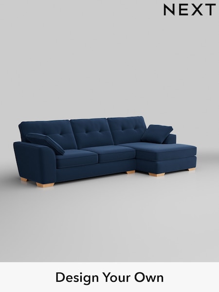 Plush Velvet Easy Clean/Airforce Blue Stamford Buttoned Back (H37001) | £2,025
