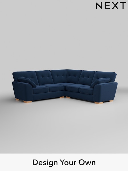 Plush Velvet Easy Clean/Airforce Blue Stamford Buttoned Back (H37001) | £2,425