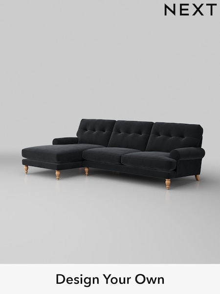 Plush Velvet Easy Clean/Charcoal Grey Erin Buttoned Back Deep Relaxed Sit (H37034) | £2,025