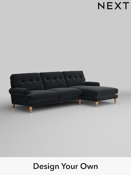 Plush Velvet Easy Clean/Charcoal Grey Erin Buttoned Back Deep Relaxed Sit (H37034) | £2,025
