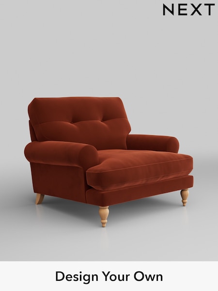 Plush Velvet Easy Clean/Ginger Orange Erin Buttoned Back Deep Sit (H37037) | £875