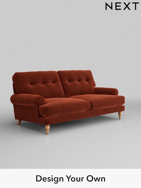 Plush Velvet Easy Clean/Ginger Orange Erin Buttoned Back Deep Sit (H37037) | £1,275