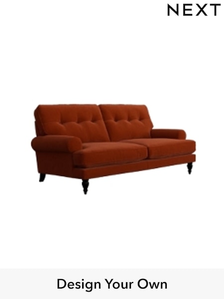 Plush Velvet Easy Clean/Ginger Orange Erin Buttoned Back Deep Sit (H37037) | £1,275