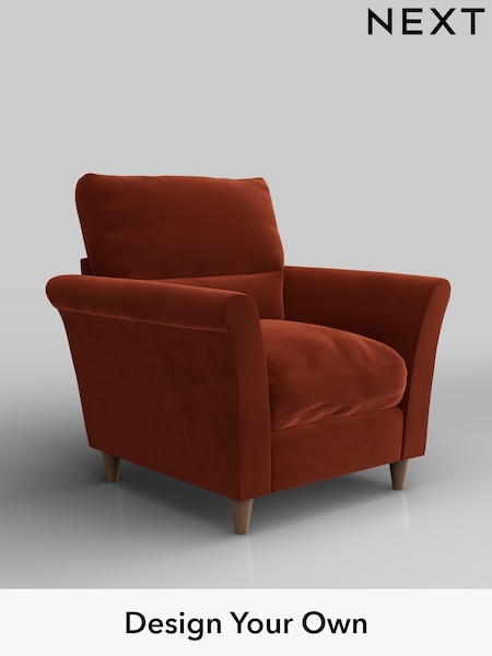 Plush Velvet Easy Clean/Ginger Orange Hartley Highback Relaxed Sit (H37048) | £875