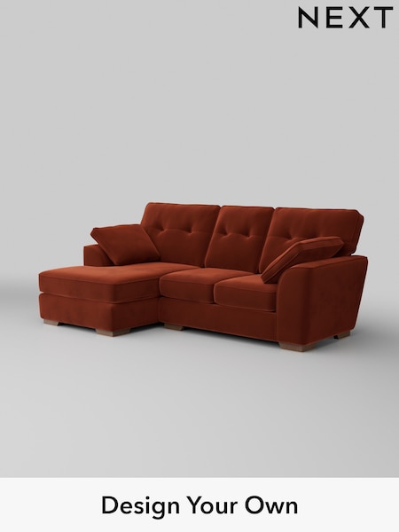 Plush Velvet Easy Clean/Ginger Orange Stamford Buttoned Back (H37059) | £1,775