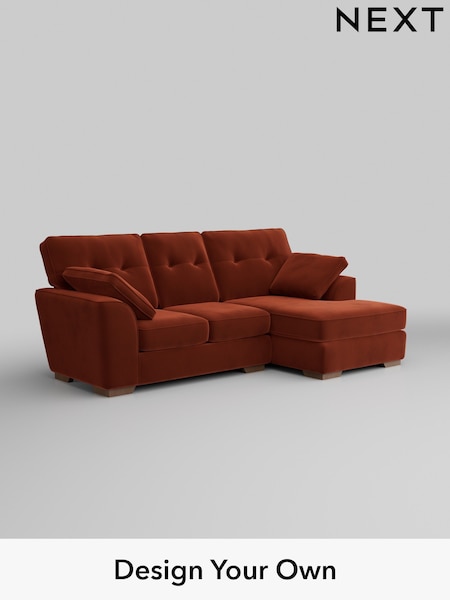Plush Velvet Easy Clean/Ginger Orange Stamford Buttoned Back (H37059) | £1,775