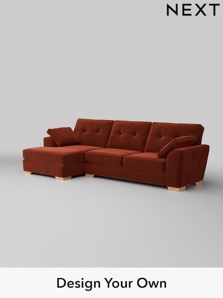 Plush Velvet Easy Clean/Ginger Orange Stamford Buttoned Back (H37059) | £2,025