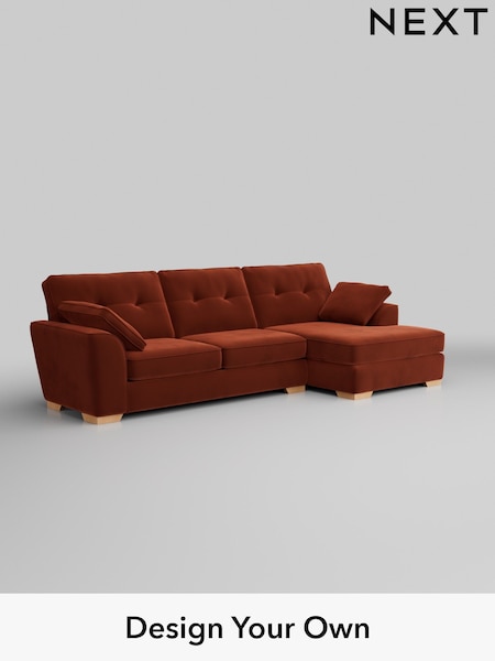 Plush Velvet Easy Clean/Ginger Orange Stamford Buttoned Back (H37059) | £2,025
