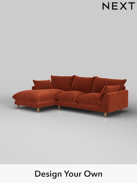 Plush Velvet Easy Clean/Ginger Orange Noa Deep Relaxed Sit (H37060) | £1,875