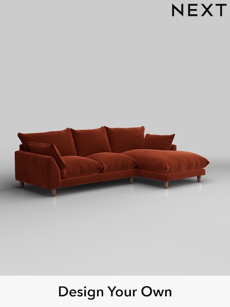 Plush Velvet Easy Clean/Ginger Orange Noa Deep Relaxed Sit (H37060) | £1,875