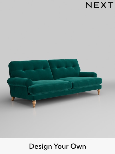 Plush Velvet Easy Clean/Juniper Green Erin Buttoned Back Deep Sit (H37072) | £1,375