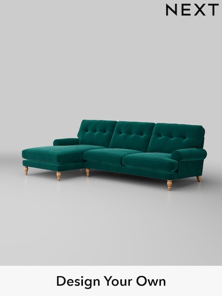 Plush Velvet Easy Clean/Juniper Green Erin Buttoned Back Deep Sit (H37072) | £1,975