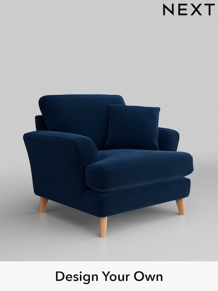 Plush Velvet Easy Clean/Navy Blue Conway Relaxed Sit (H37084) | £875