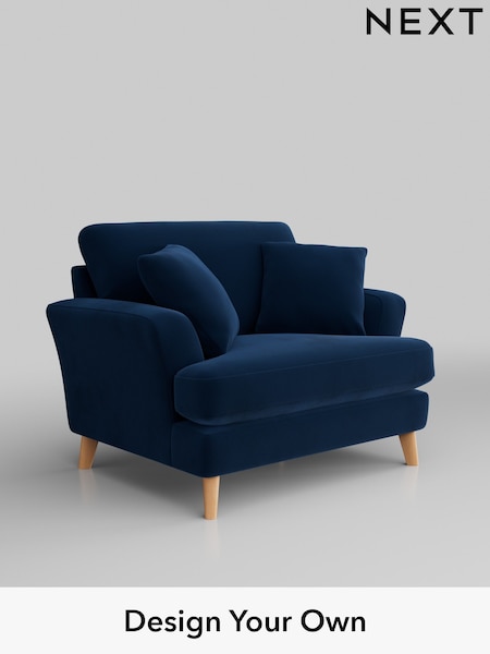 Plush Velvet Easy Clean/Navy Blue Conway Relaxed Sit (H37084) | £975