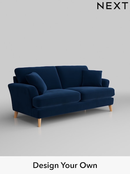 Plush Velvet Easy Clean/Navy Blue Conway Relaxed Sit (H37084) | £1,350