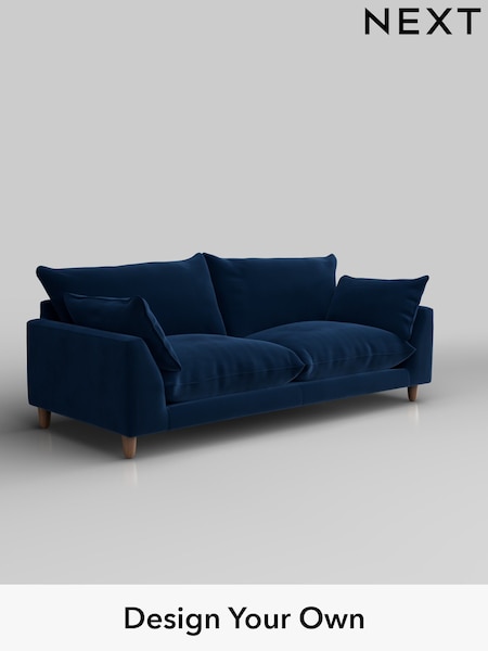 Plush Velvet Easy Clean/Navy Blue Noa Deep Relaxed Sit (H37098) | £1,275