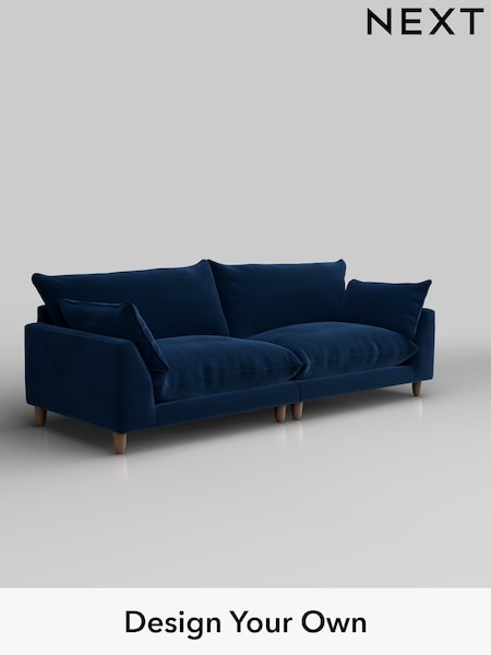 Plush Velvet Easy Clean/Navy Blue Noa Deep Relaxed Sit (H37098) | £1,375