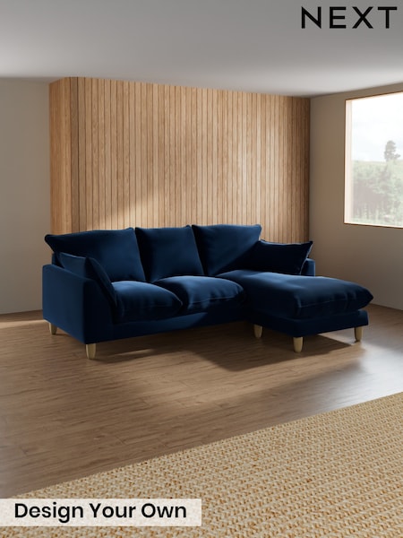 Plush Velvet Easy Clean/Navy Blue - Noa Deep Relaxed Sit