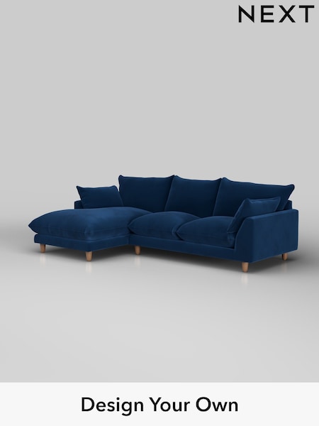 Plush Velvet Easy Clean/Navy Blue Noa Deep Relaxed Sit (H37098) | £1,875