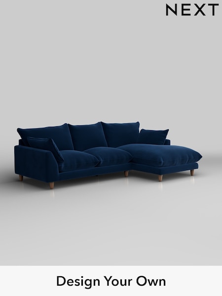 Plush Velvet Easy Clean/Navy Blue Noa Deep Relaxed Sit (H37098) | £1,875