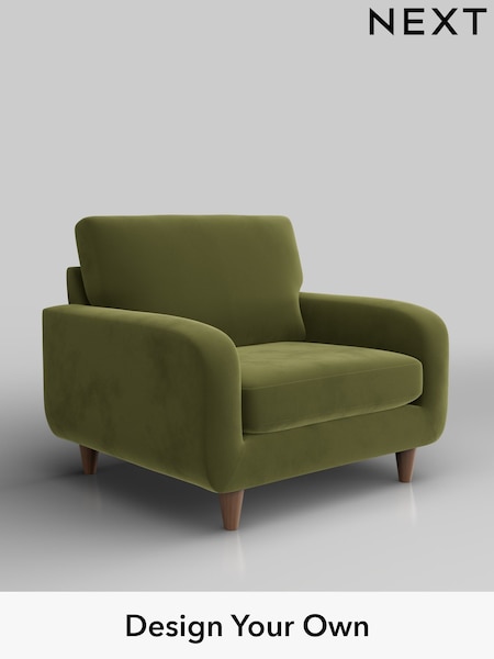 Plush Velvet Easy Clean/Mid Olive Green Camden (H37102) | £650
