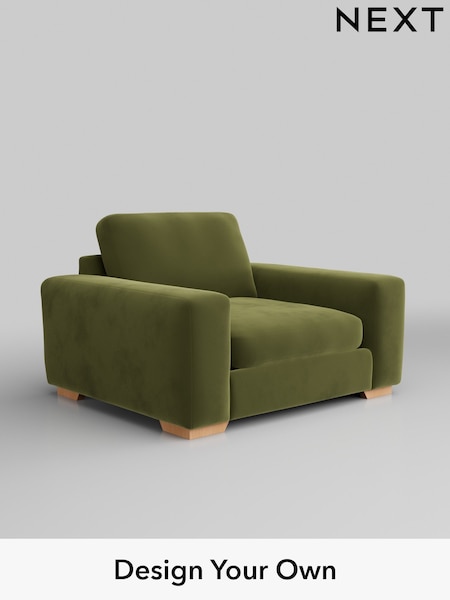 Plush Velvet Easy Clean/Mid Olive Green Houghton Deep Sit (H37104) | £975