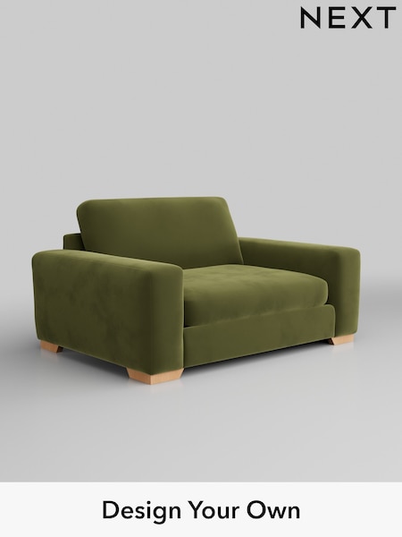 Plush Velvet Easy Clean/Mid Olive Green Houghton Deep Sit (H37104) | £1,175