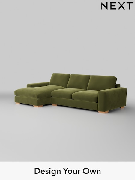 Plush Velvet Easy Clean/Mid Olive Green Houghton Deep Sit (H37104) | £2,250