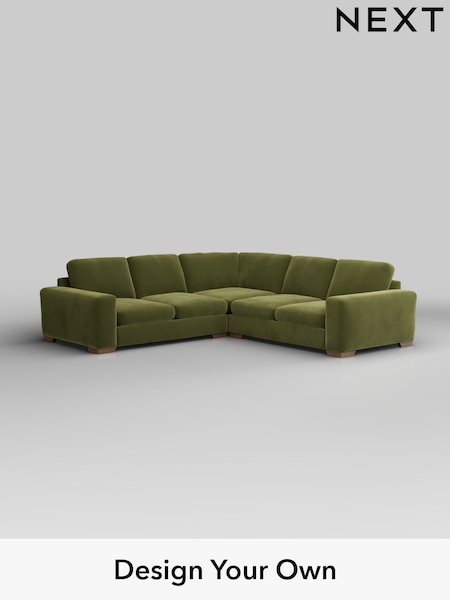 Plush Velvet Easy Clean/Mid Olive Green Houghton Deep Sit (H37104) | £2,775