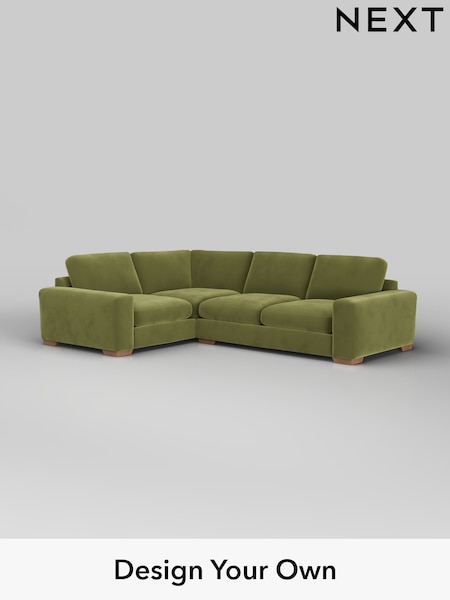 Plush Velvet Easy Clean/Mid Olive Green Houghton Deep Sit (H37104) | £2,575