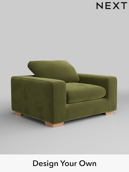 Plush Velvet Easy Clean/Mid Olive Green N Premium The Snuggle Grand (H37105) | £1,399