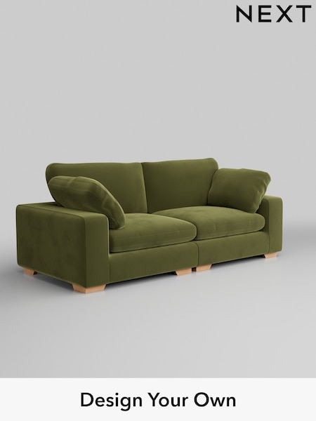 Plush Velvet Easy Clean/Mid Olive Green N Premium The Snuggle Grand (H37105) | £1,899