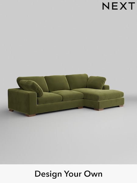 Plush Velvet Easy Clean/Mid Olive Green N Premium The Snuggle Grand (H37105) | £2,675