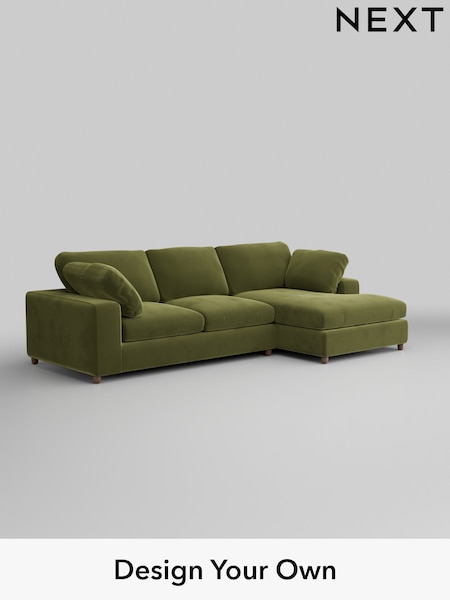Plush Velvet Easy Clean/Mid Olive Green N Premium The Snuggle Grand (H37105) | £2,675