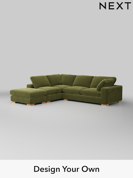 Plush Velvet Easy Clean/Mid Olive Green N Premium The Snuggle Grand (H37105) | £3,499