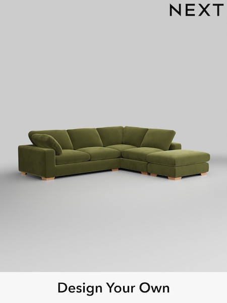 Plush Velvet Easy Clean/Mid Olive Green N Premium The Snuggle Grand (H37105) | £3,499