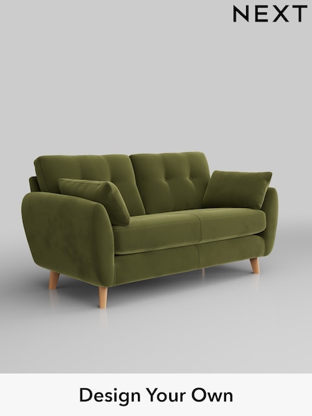 Plush Velvet Easy Clean/Mid Olive Green Wilson Buttoned Back (H37107) | £950