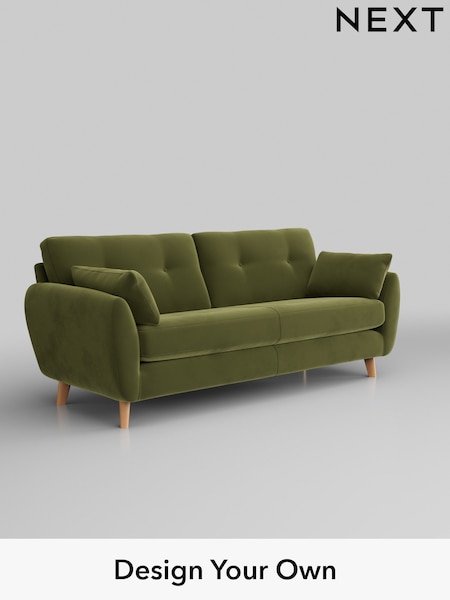 Plush Velvet Easy Clean/Mid Olive Green Wilson Buttoned Back (H37107) | £1,150