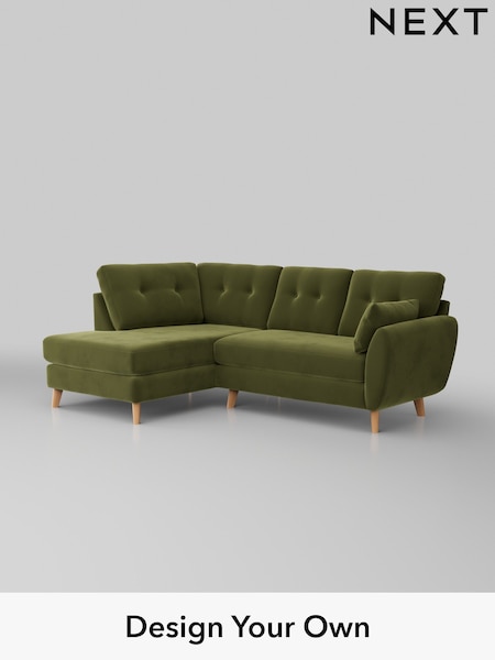 Plush Velvet Easy Clean/Mid Olive Green Wilson Buttoned Back (H37107) | £1,675