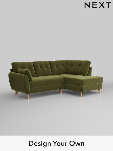 Plush Velvet Easy Clean/Mid Olive Green Wilson Buttoned Back (H37107) | £1,675