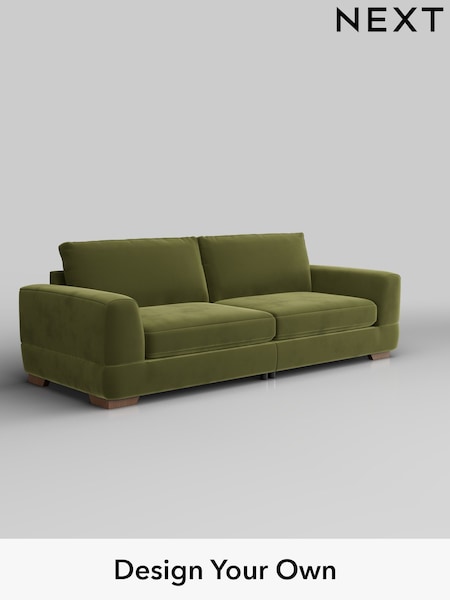 Plush Velvet Easy Clean/Mid Olive Green Clayton (H37109) | £1,425