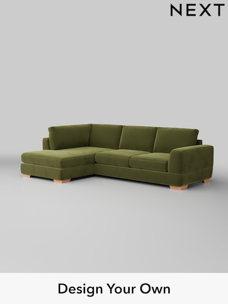 Plush Velvet Easy Clean/Mid Olive Green Clayton (H37109) | £1,825