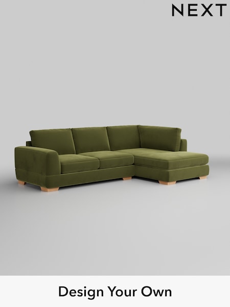 Plush Velvet Easy Clean/Mid Olive Green Clayton (H37109) | £1,825