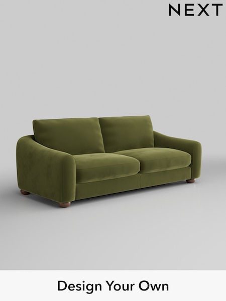 Plush Velvet Easy Clean/Mid Olive Green Arches (H37110) | £1,325