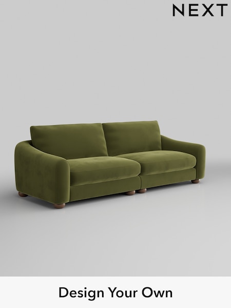 Plush Velvet Easy Clean/Mid Olive Green Arches (H37110) | £1,425