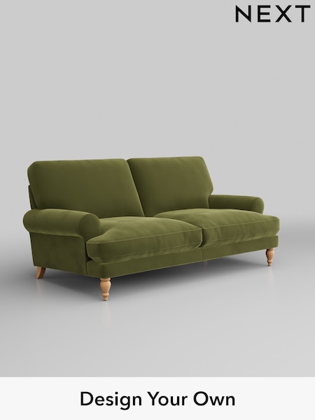 Plush Velvet Easy Clean/Mid Olive Green Erin Deep Relaxed Sit (H37111) | £1,275