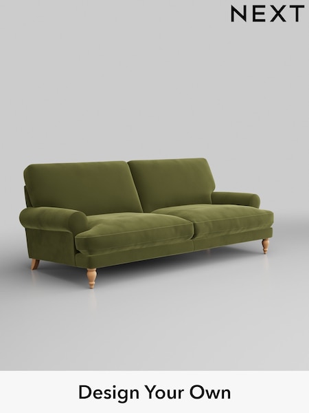 Plush Velvet Easy Clean/Mid Olive Green Erin Deep Relaxed Sit (H37111) | £1,375