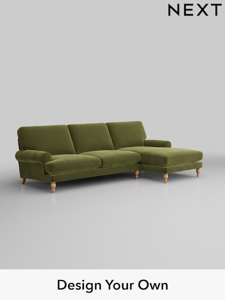Plush Velvet Easy Clean/Mid Olive Green Erin Deep Relaxed Sit (H37111) | £1,975