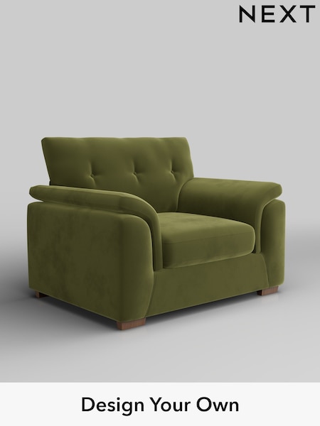 Plush Velvet Easy Clean/Mid Olive Green Hayden Buttoned Back (H37113) | £850