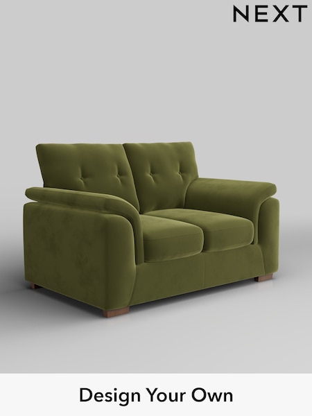Plush Velvet Easy Clean/Mid Olive Green Hayden Buttoned Back (H37113) | £1,025